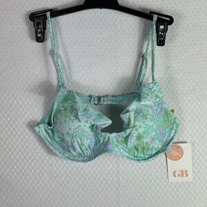 NWT GB Organica Floral Ruffled Bralette Swim Top Size XL
